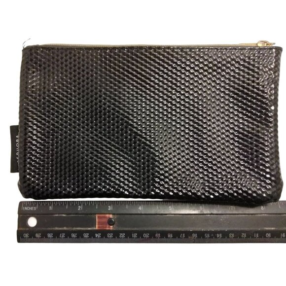 Sephora Make Up Bag Cosmetic Bag Black Shiny Geometric - Picture 2 of 4
